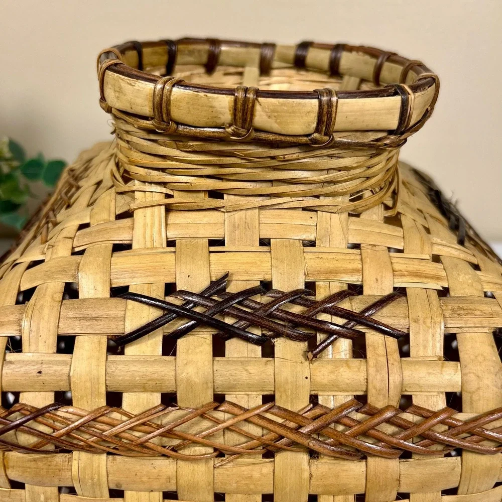 Vintage Japanese KEBANA Bamboo Basket Vase